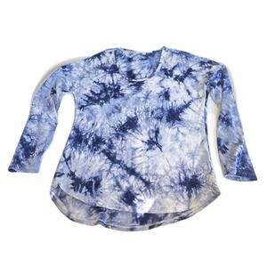 Pink Rose Women's Large Top Blue/white Tie Dye 95% Rayon Soft Boho Hippie Casual